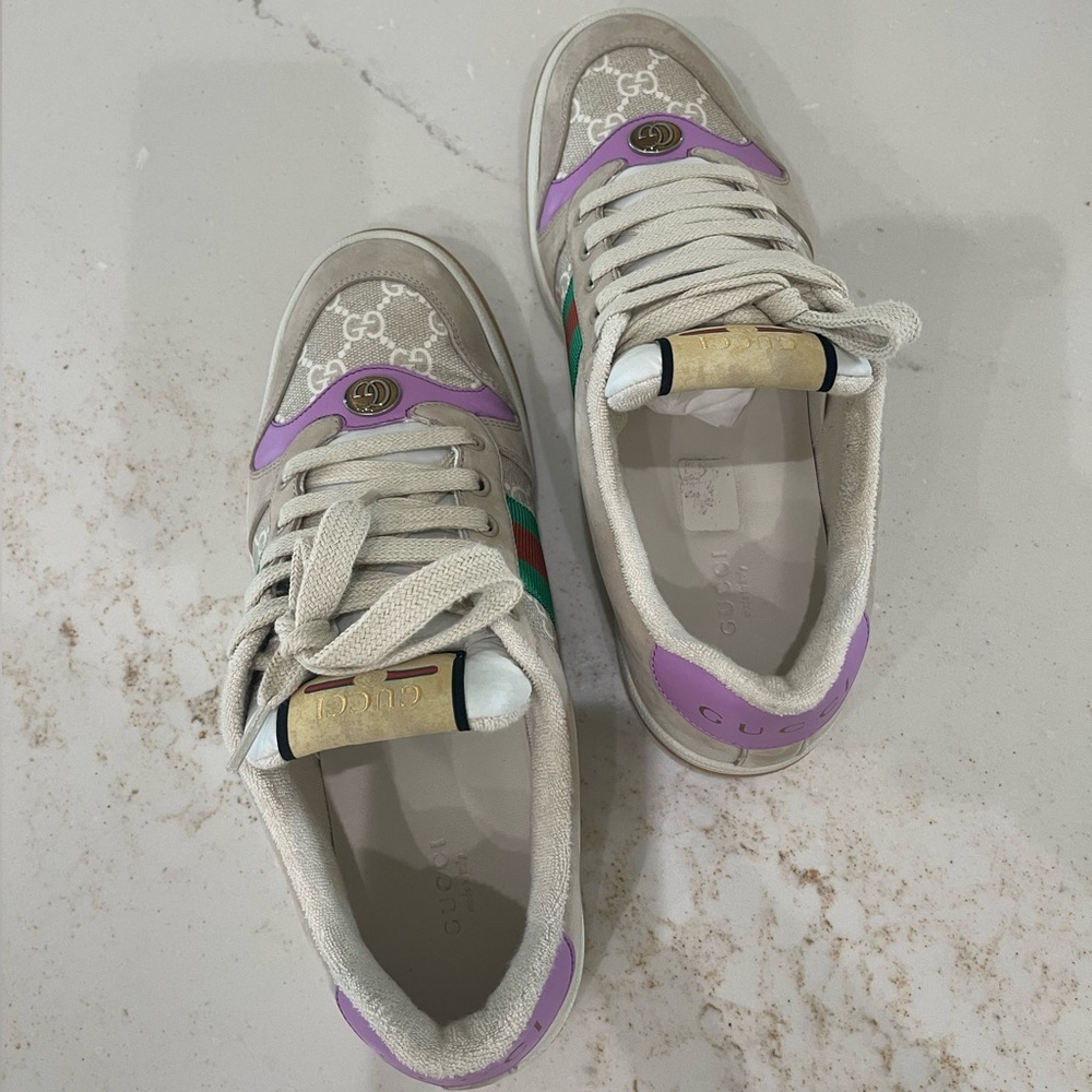 Gucci Screener Sneakers Purple/Silver 41 - Picture 3 of 10